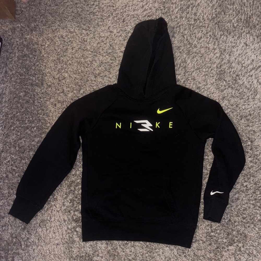 Nike Black Hoodie with Bright Yellow Logo